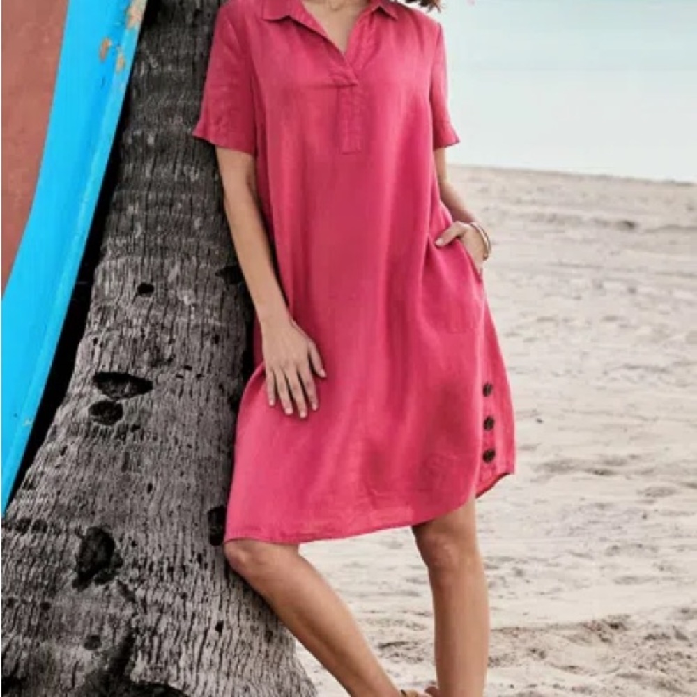 Women's Pink Love Linen Dress